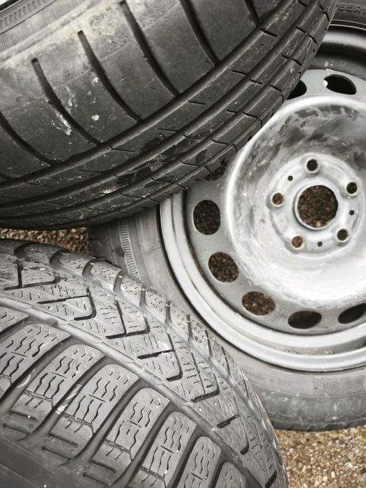 16" 3броя оригинални железни джанти с гуми за Vw Golf,Touran,Caddy,Pas