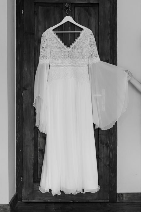 Rochie de mireasa - stil boem, matase naturala