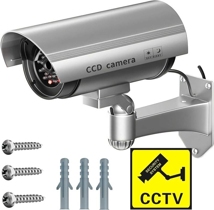 Camera de supraveghere falsa cu bec LED rosu intermitent Dummy CCTV