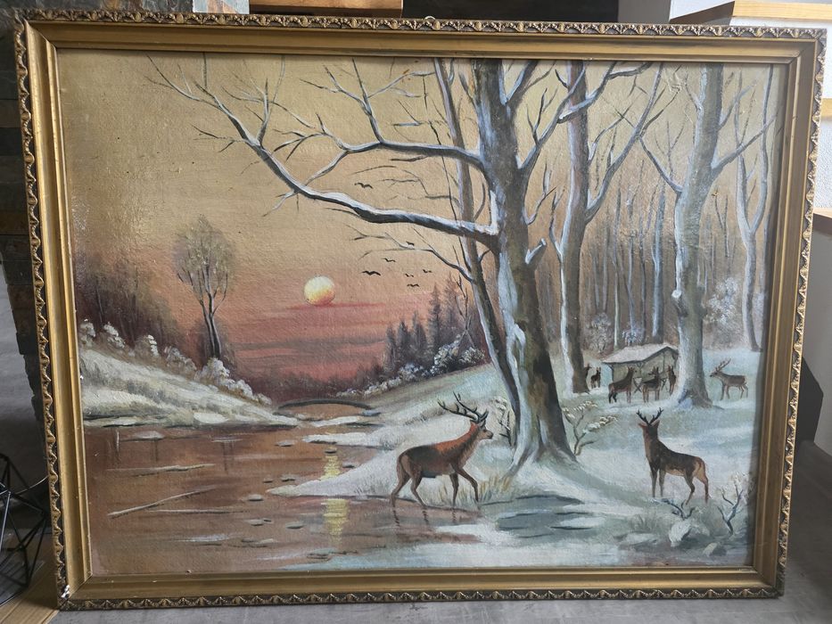 Pictură peisaj de iarna