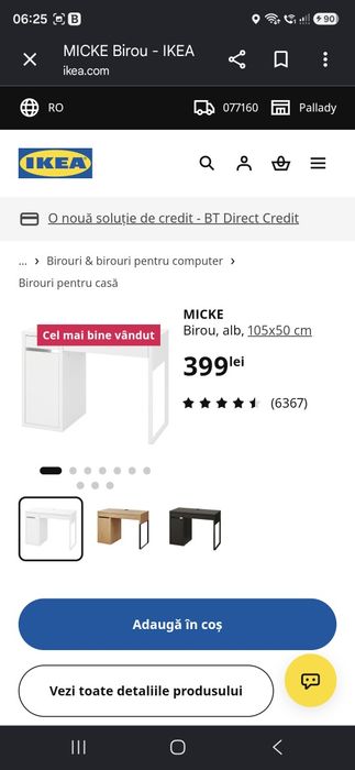 Birou Micke ikea aspect stejar cu extensie