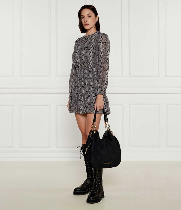 Оригинална велурена чанта MICHAEL Michael Kors LILLIE черна