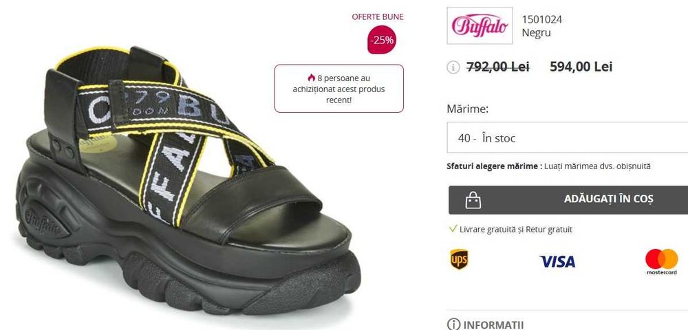 Sandale originale piele naturala dama femei firma Buffalo 38