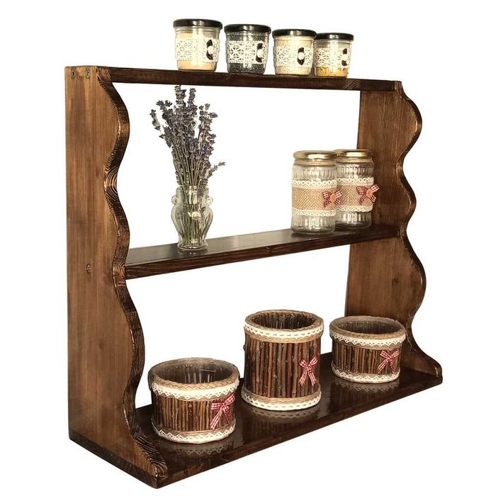 Raft din lemn de pin, handmade, pentru blat sau masa – 60 × 50 cm