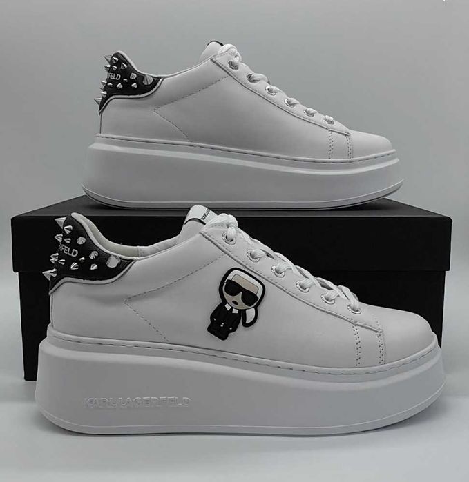 KARL LAGERFELD № 39 – Дамски кожени кецове с капси и лого нови с кутия