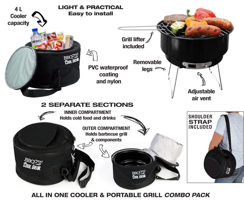 Barbeque grill & cooler bag
