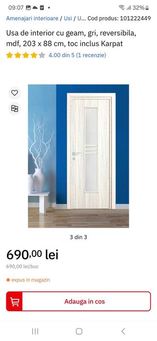 Usa interior reversibila mdf Karpat