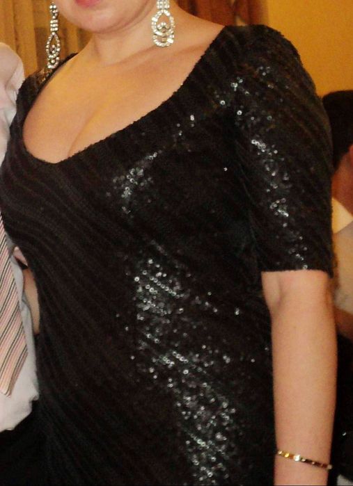 Rochie neagra eleganta midi paiete marimea M/ L 38/40