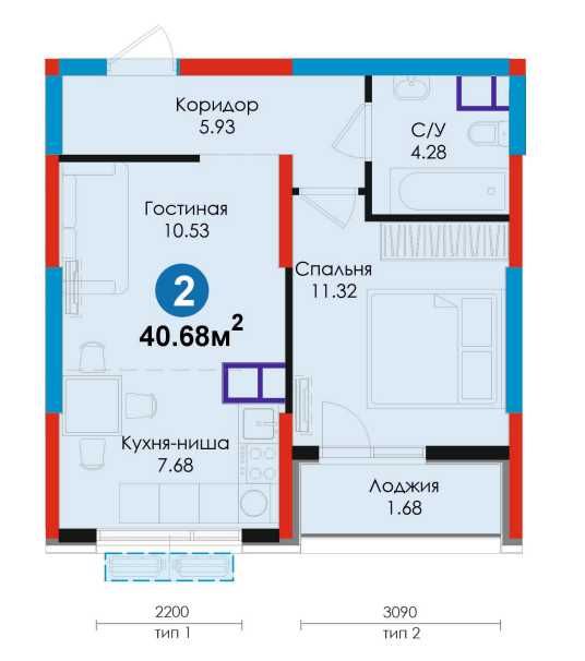 2-ком евро 40м² | −12% | Ипотека/рассрочка | Сдача 2027 • kw89
