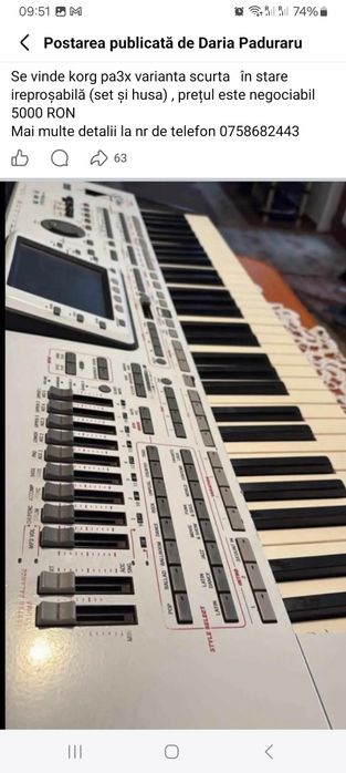 KORG PA3x varianta scurtă