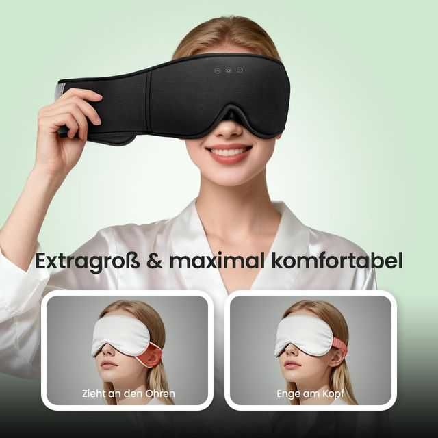 Masca de dormit cu căști Bluetooth negru