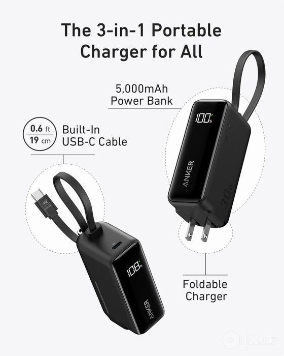 Anker powerbank 2в1 с Блоком зарядки 30w