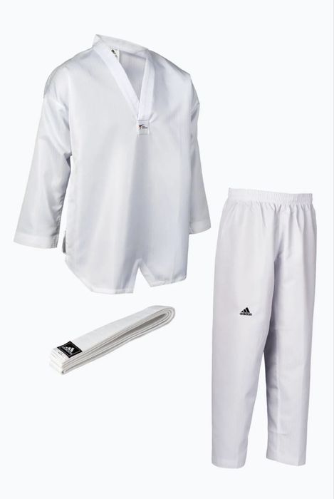 Costum de taekwondo adidas Adi-Start II white si protectii
