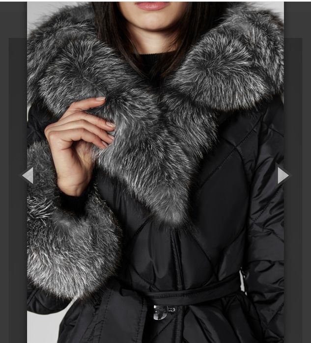 Geaca  de fâș cu gluga si vulpe polara