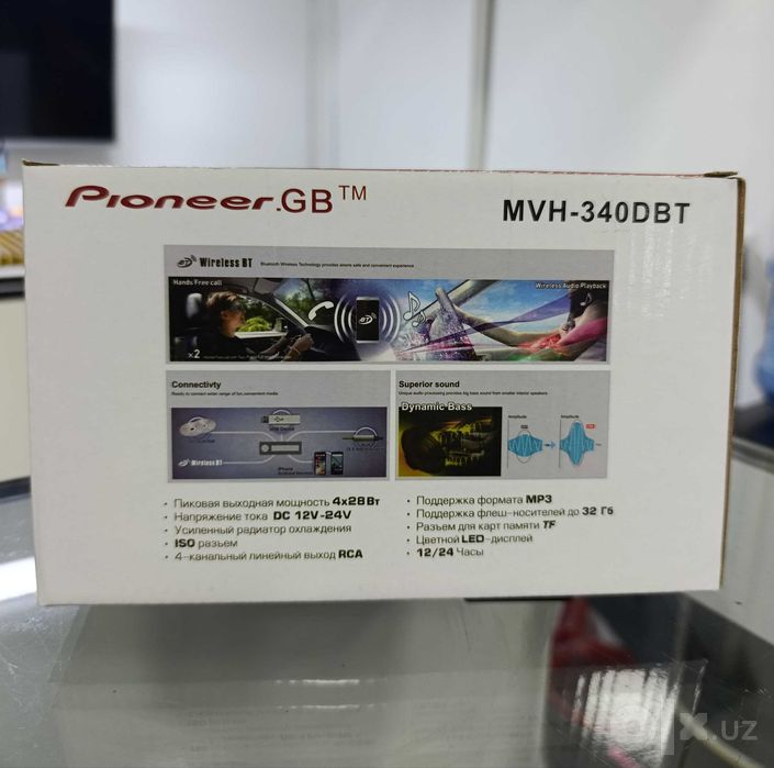 Pioneer.GB MVH-340DBT Bluetooth Avtomagnitola 12V/24V USB/TF/AUX