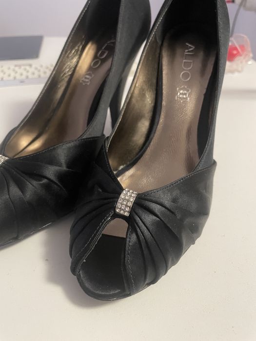 Pantofi Aldo piele + satin toc 10cm, mărime 40