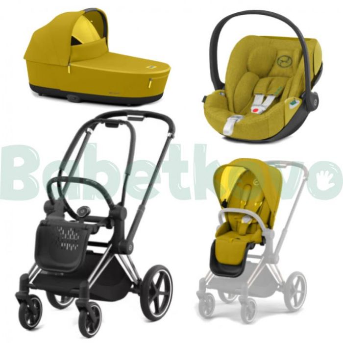 Количка с 3 коша Cybex Priam Mustard Yellow