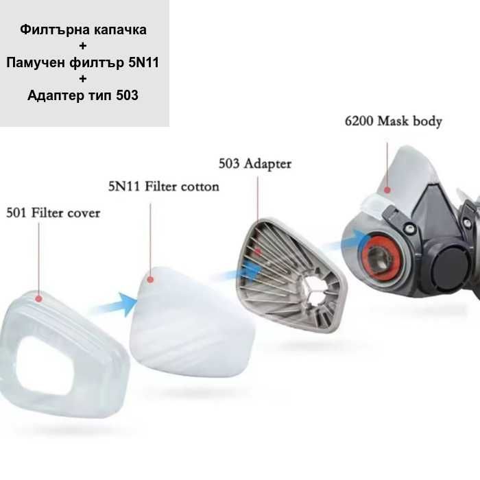Защитна полумаска | Предпазна маска, еквивалент на 3М 6200