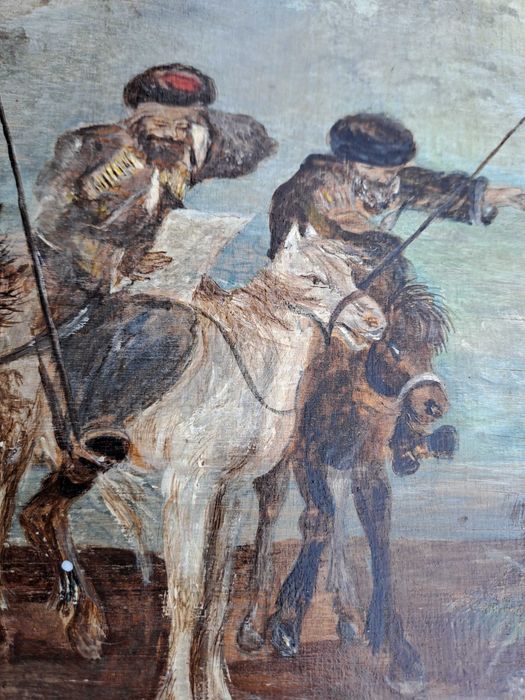 tablou pictura in ulei pe lemn 35/37 cm semnat