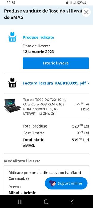 Tabletă Toscido + husa + tastatura