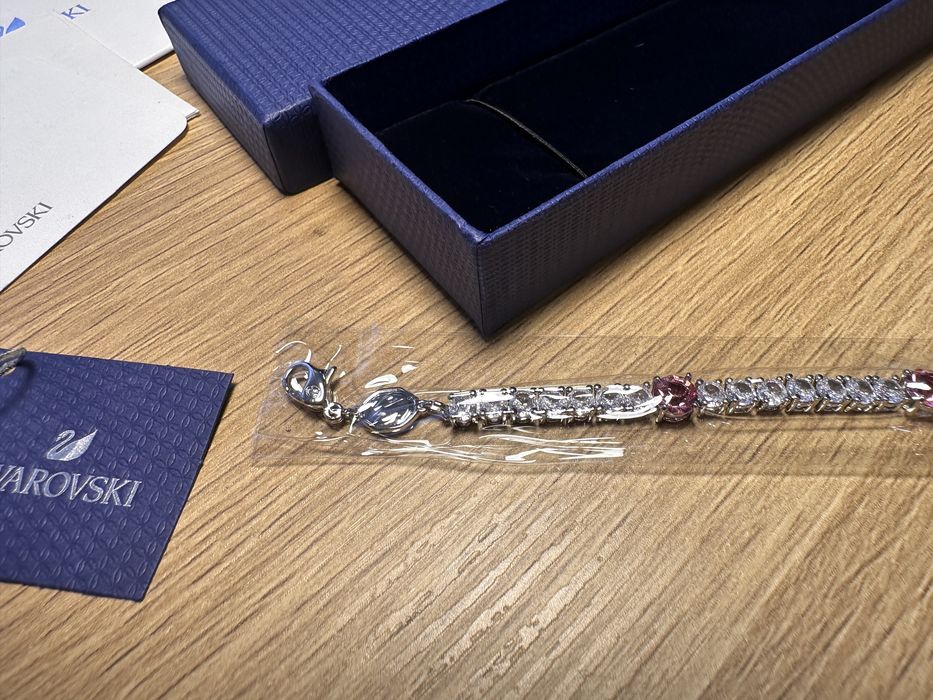 Bratara Swarovski matrix tennis 16.5 cm - 22 cm mixed cuts, pink