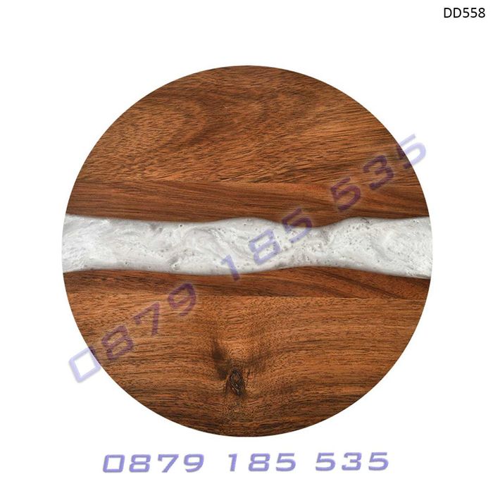 Кръгла кухненска дъска цветна епоксидна смола акациево дърво рязане