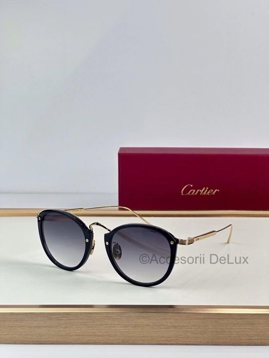 Ochelari de Soare Cartier CT0014S Noi Full Box  Gold/Black