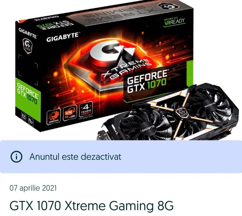Vand placa video GTX 1070 Xtreme Gaming 8G