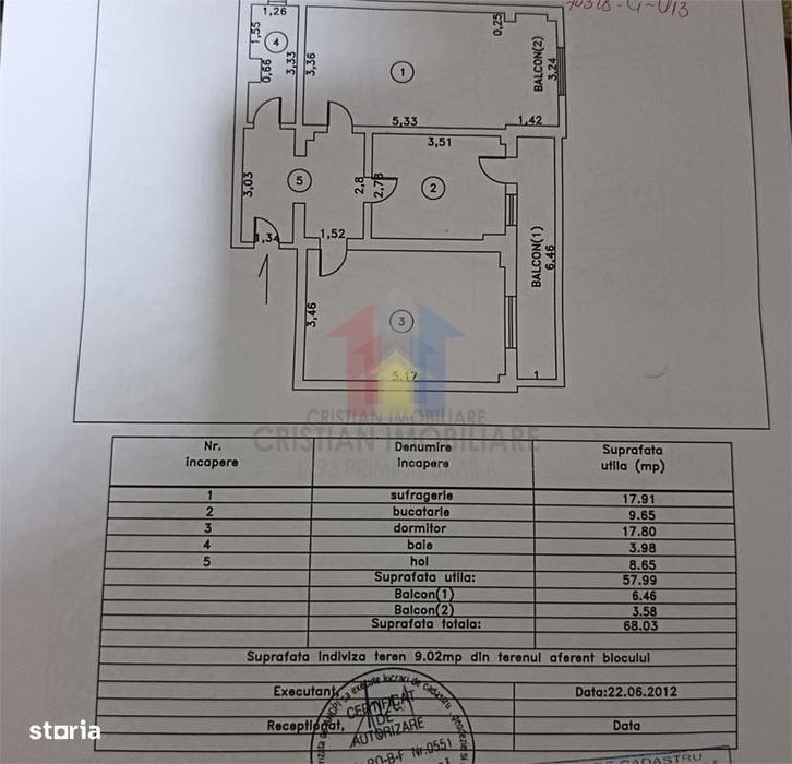 Etaj 1! Spatios 68 mp! Ap 2 camere, zona Vidin