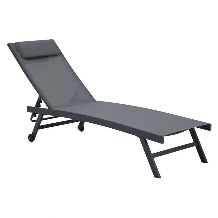 Set 2 sezlonguri plaja/gradina/terasa Gri Antracit LIVRARE GRATUITA