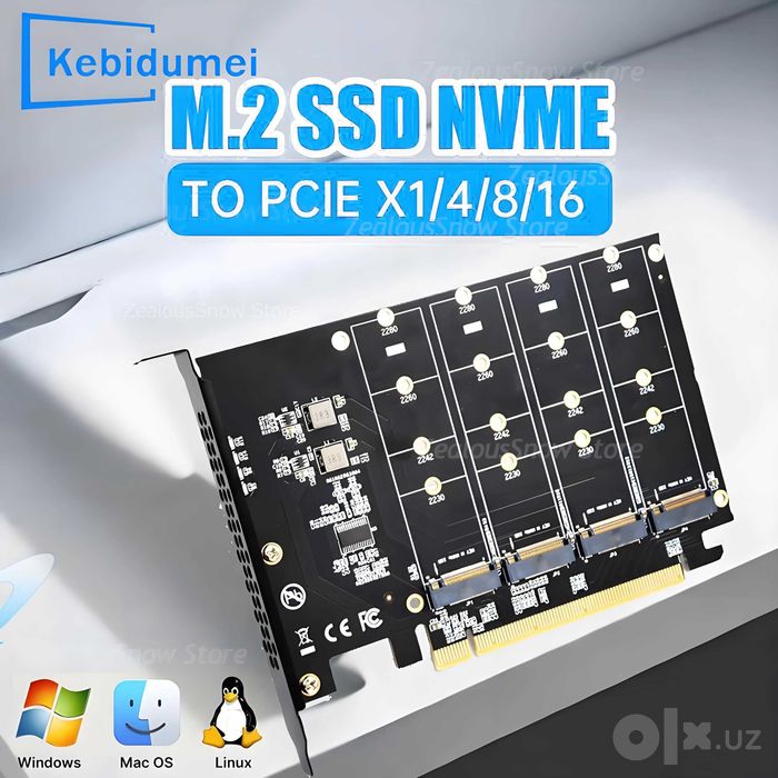 Адаптер SSD-M2х4/PCI-E4.0 X16 для NVMe SSD х4