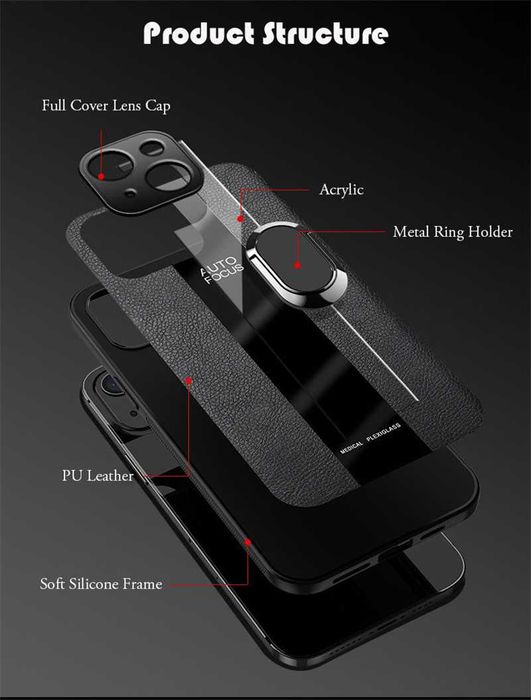 Xiaomi Redmi Note 12 Pro 5G / 12 Pro+ / PORSCHE Кожен кейс с пръстен