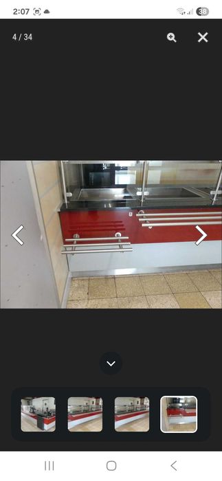 Linie autoservire profesională, cu vitrină frigorifică și zonă caldă