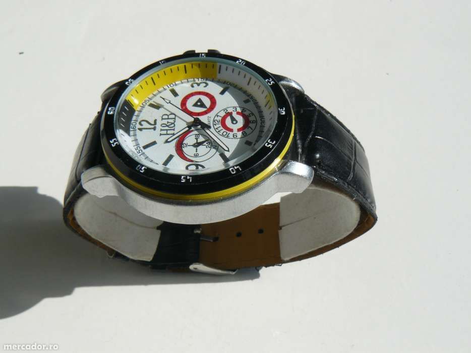 CEAS BARBATI H&B ,SC 05,Nou, Mecanism Quartz,Curea Din Piele Ecologica
