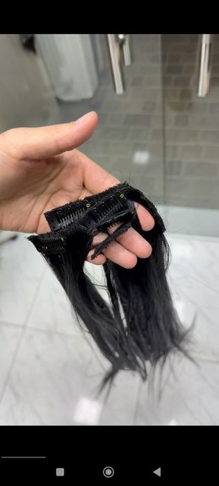 Волосы нарашка на заколках 80 см чёрный. Soch narashka zakolkalik 80 s