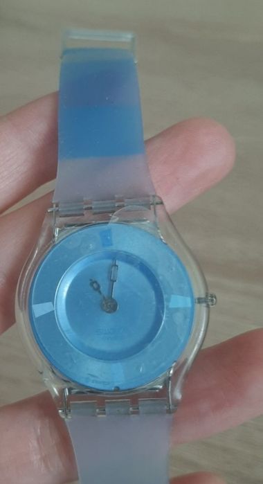 Ceas Swatch Skin Blue Flowers (SFP110) - Original, ultra-subțire/Ceas Swatch Skin "Blue Jelly" - NOU cu folie - Ultra Thin Swiss Made