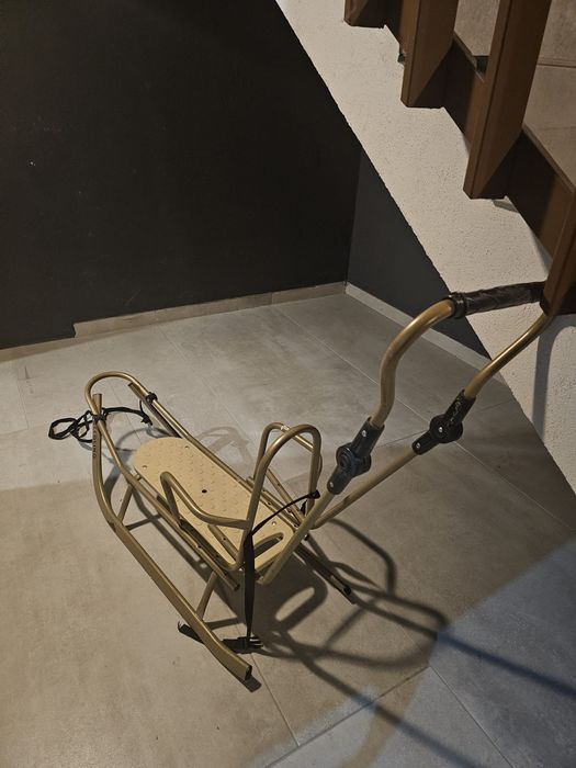 Sanie cu sac captusit Piccolino, Aluminiu, Bej