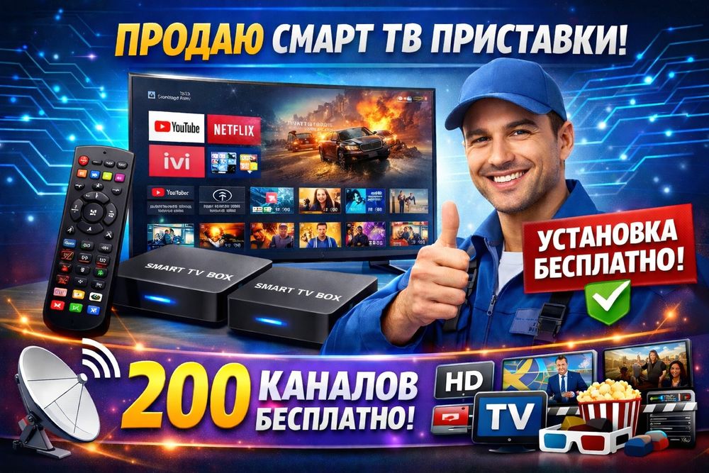 TV приставки новые с гарантией+каналы бесплатно 200+