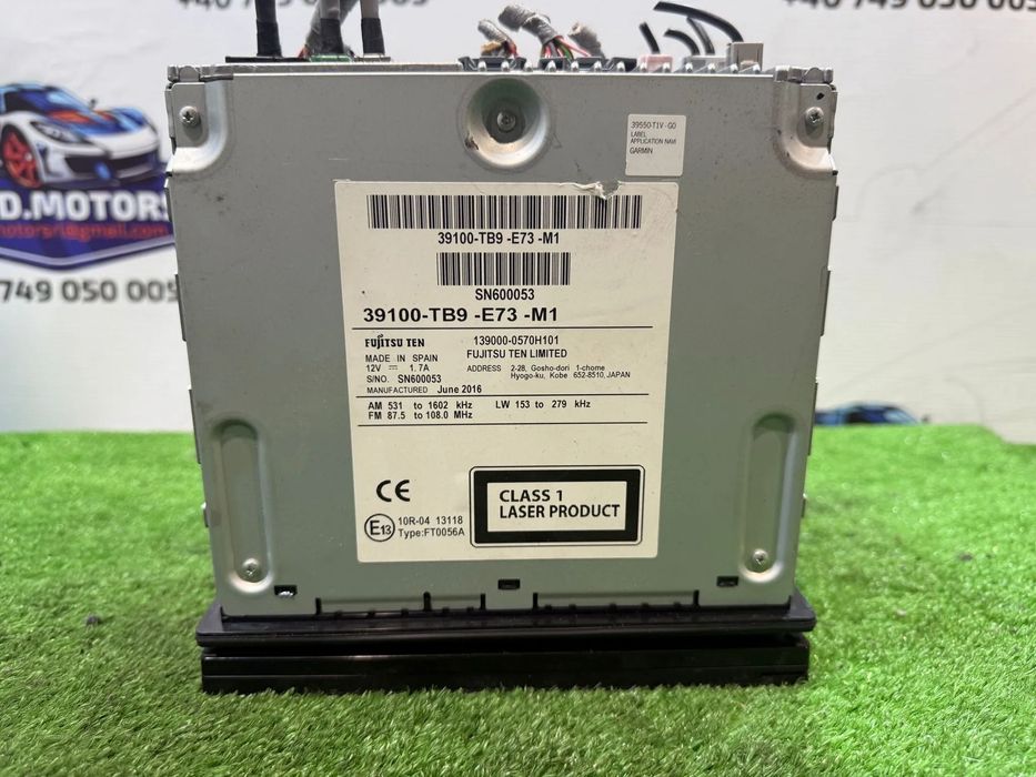 DISPLAY NAVIGATIE NAVI CD MULTIMEDIA HONDA CIVIC TOURER 1.6 DIESEL 2017 COD OEM 39100-TB9-E73-M1 139000-0570H101 2013-2017