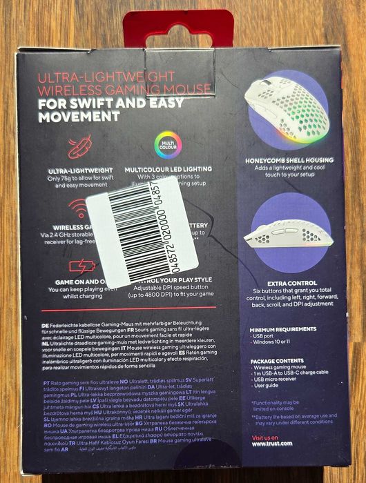 Геймърска Мишка: Trust GXT 929W Helox Ultra-lightweight Wireless - Бяла