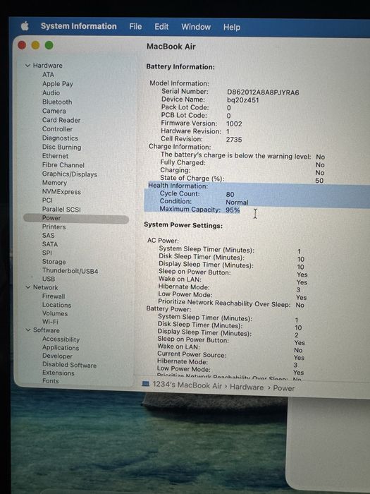 Macbook Air M1 | Activat Mai 2022 | Baterie 95% | 80 Cicluri | Ca nou