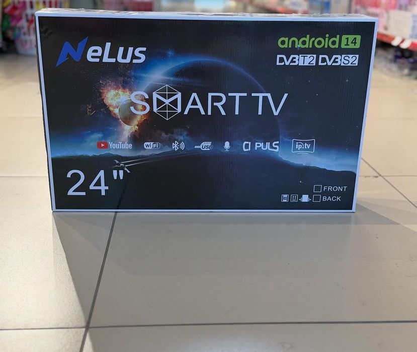 Новый Smart TV NeLus 24" (61 см) на Android 14 для кухни и спальни