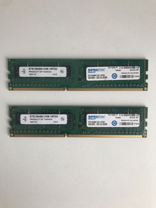 ОЗУ на 8 Гб (2*4)