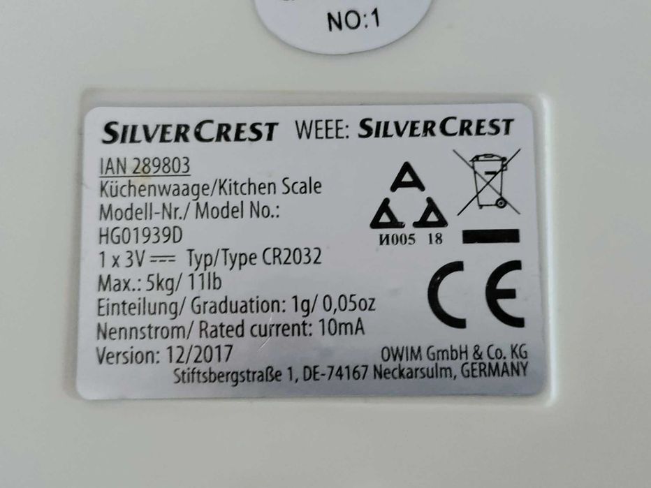 Кухненска везна Silvercrest до 5 кг