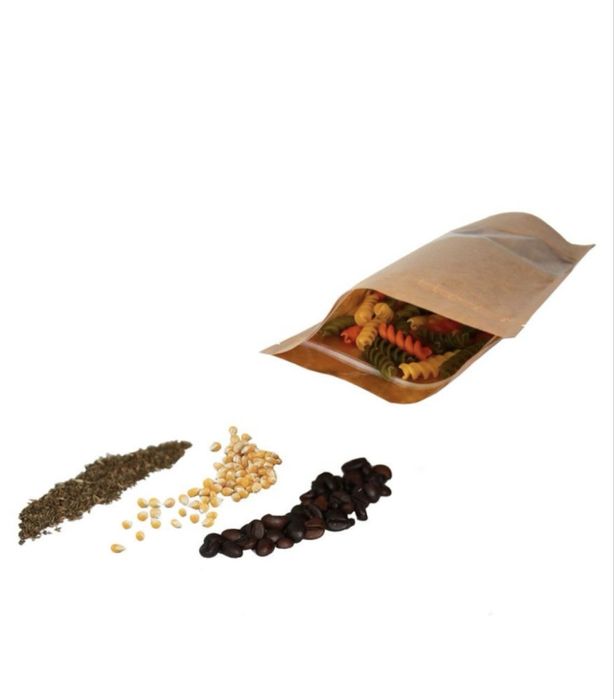 Pungi Stand Up Kraft cu fereastra si ziplock