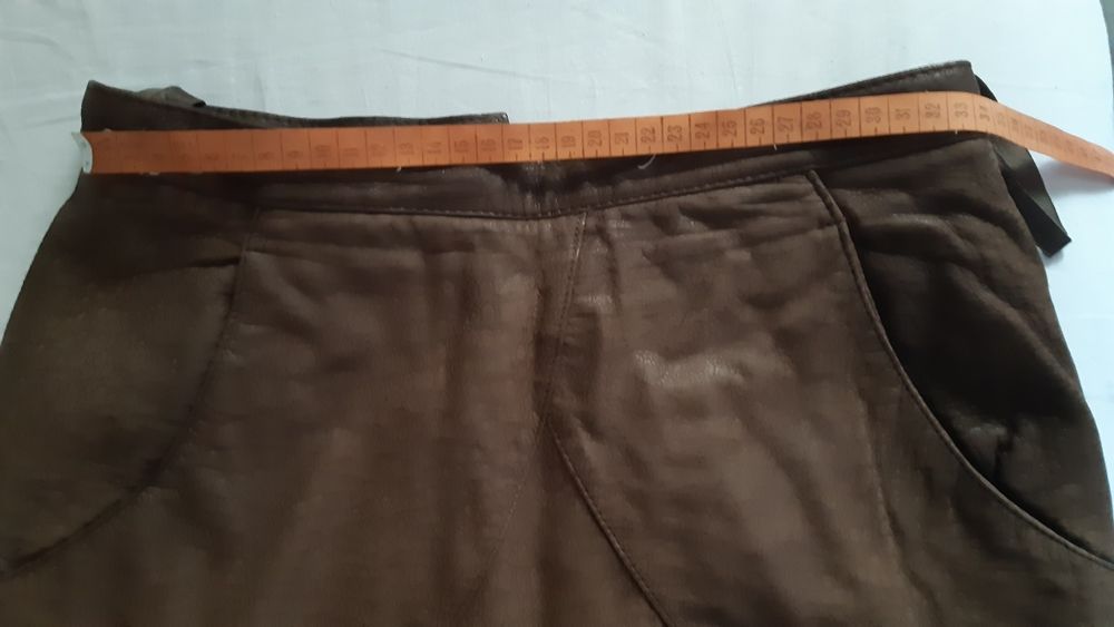 Fustă piele naturală maro