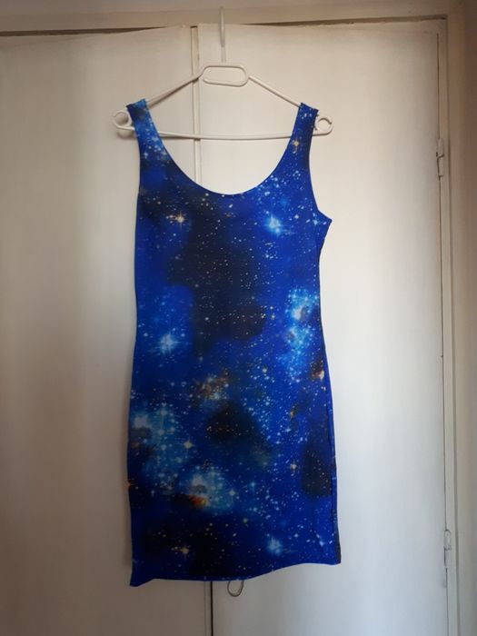 Rochie Mulata Albastra Imprimeu Galaxii Stele Spatiu masura S-M