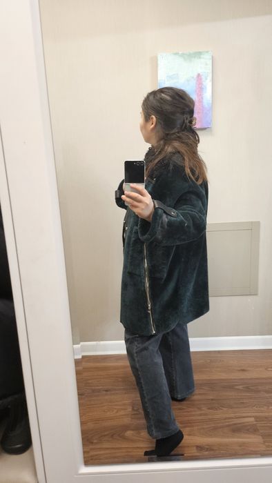 Шуба мутон, воротник каракуль