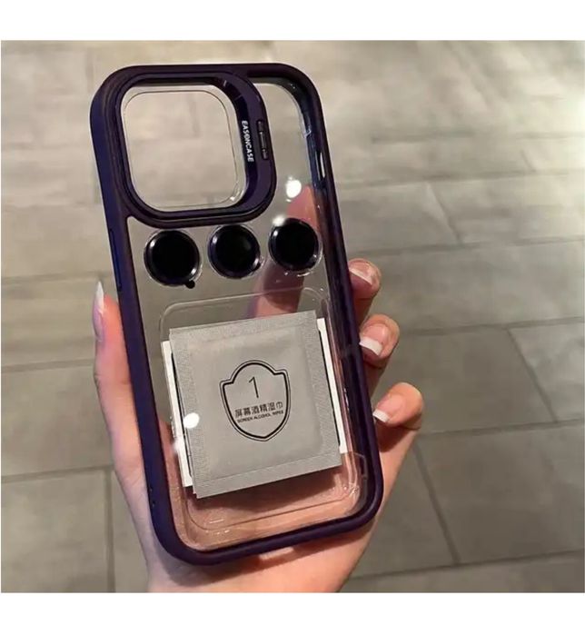 Iphone 14/15/16 PRO MAX PLUS - Husa Clear Back + Folie Camera Cercle