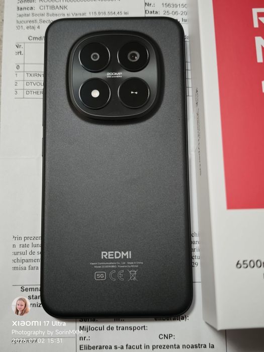 Xiaomi Redmi Note 15 Pro Plus -512 GB / 12 GB RAM / Black /Nou